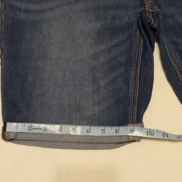 Old Navy Short Classic Bermuda Jean Mid Rise Stretch Dark Blue W 14 Whiskers Zip - Picture 9 of 10